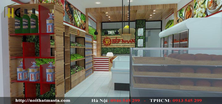 Thiết kế cửa hàng thực phẩm Chị Nhàn Hà Đông
