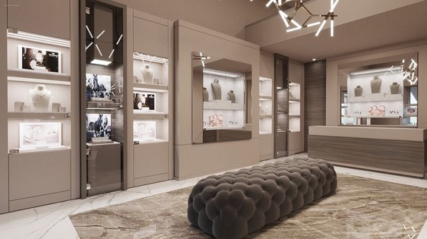 Các loại ánh sáng thích hợp cho showroom ngọc trai cho khu sảnh chờ