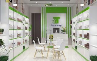 Thiết kế shop mỹ phẩm với một gam màu tươi mới