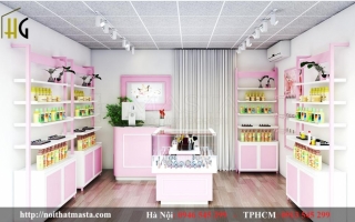 Tiết lộ mẫu thiết kế shop mỹ phẩm màu hồng mộng mơ