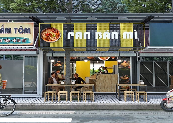 Thiết kế nội thất biển hiệu kios Pan Bán Mì, Bình Thạnh