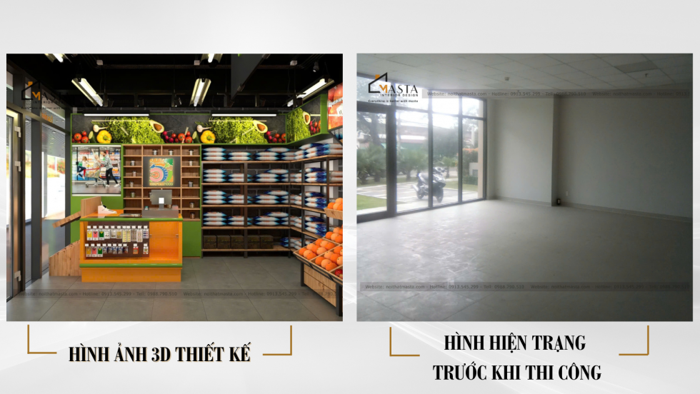 Không gian bên trong trước và sau khi thiết kế 