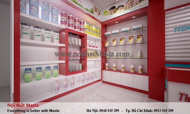thiết kế nội thất cửa hàng thực phẩm chức năng