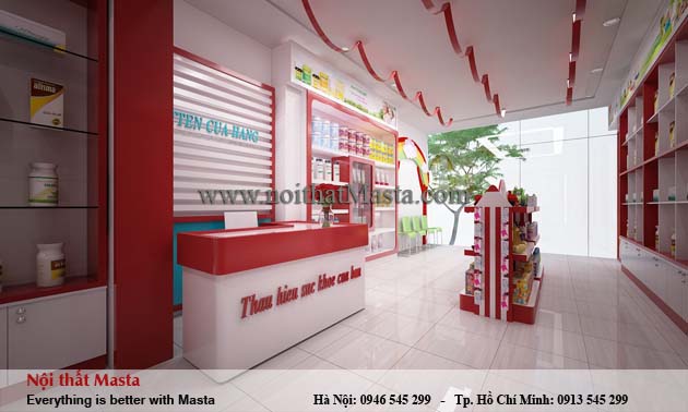 thiết kế nội thất cửa hàng thực phẩm chức năng