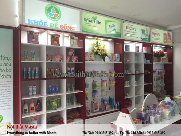 thiết kế nội thất cửa hàng thực phẩm chức năng