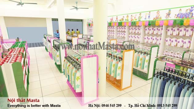 Thiết kế nội thất cửa hàng thời trang trẻ em - chị Hồng - Bắc Giang1
