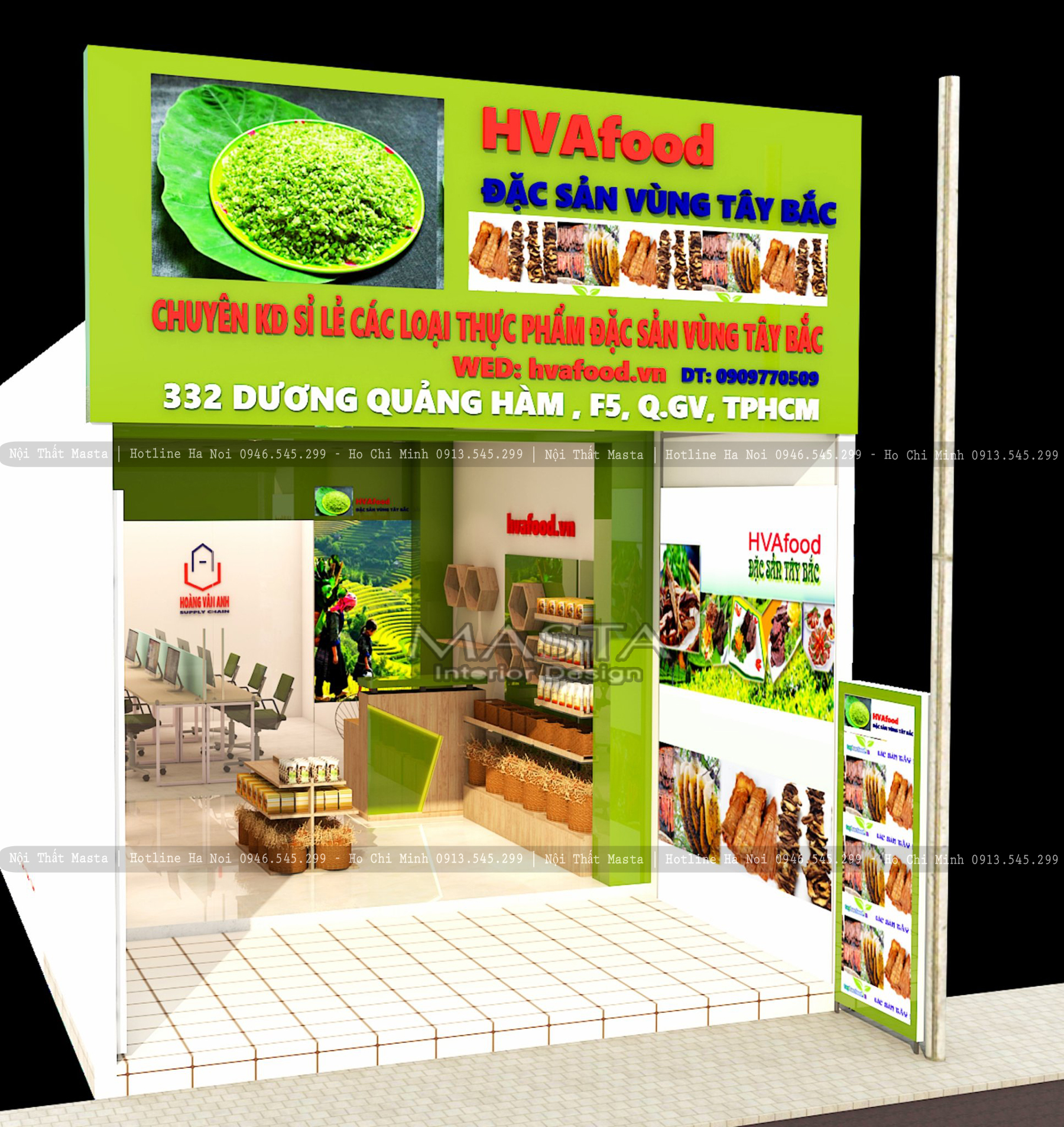Thiết kế mặt tiền cửa hàng thực phẩm HVAfood
