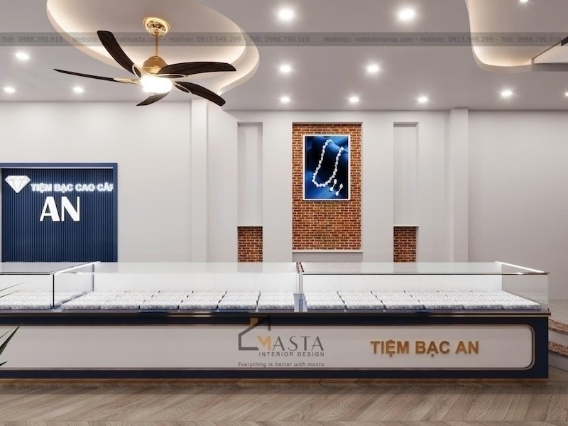 Lựa chọn tủ gỗ MDF màu trắng khung viền nâu để làm dịu màu sắc xanh navy