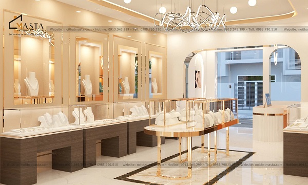 Thiết kế tiệm vàng 80m2 theo phong cách Contemporary tối giản