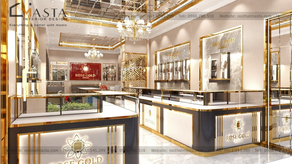 Từng khu vực của shop nữ trang được phân chia phù hợp