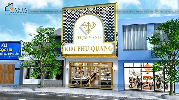 Kết hợp viền led để bảng hiệu tiệm vàng nổi bật
