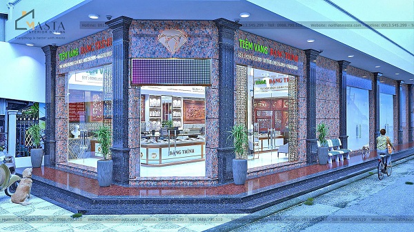 Phối cảnh 3D thiết kế tiệm vàng Đặng Trình, Cà Mau