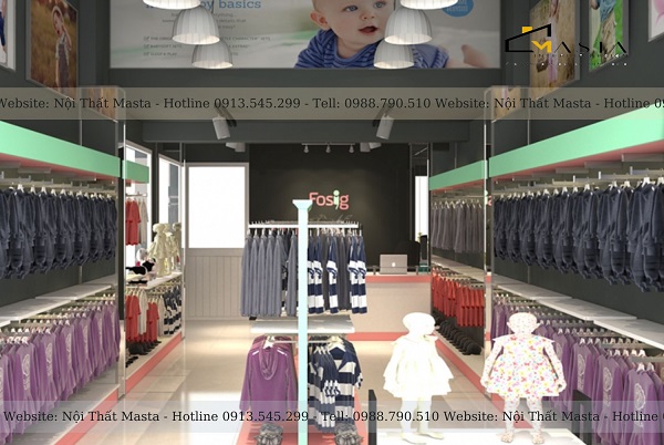 Bí quyết thiết kế shop quần áo trẻ em diện tích nhỏ là chọn tone màu phù hợp