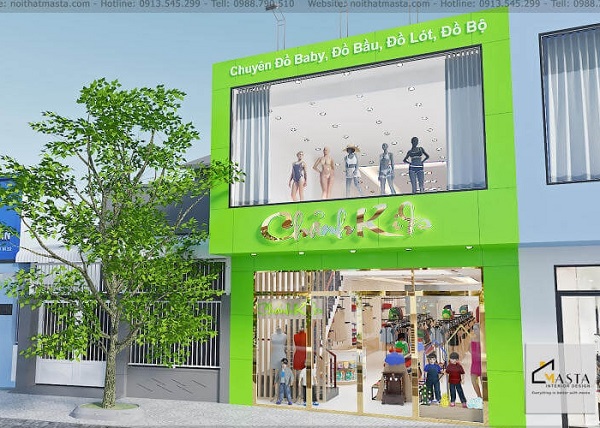 Sử dụng gam màu tươi sáng cho bảng hiệu shop quần áo trẻ