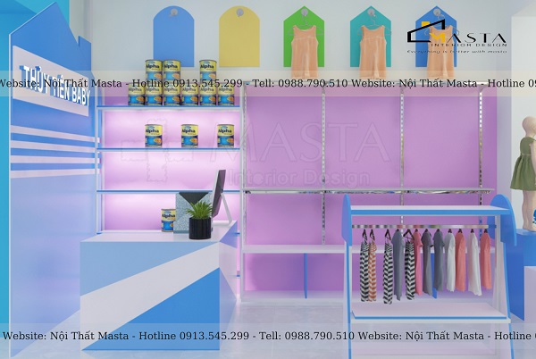 Mẫu nội thất shop quần áo trẻ em diện tích nhỏ