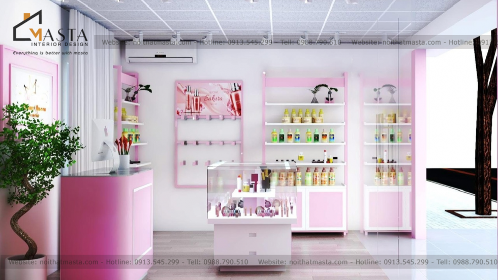 Thiết kế shop mỹ phẩm nhỏ đẹp 18m2