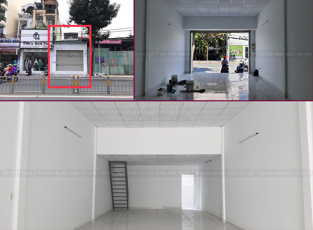 Hình ảnh hiện trạng cửa hàng trước khi thiết kế, thi công