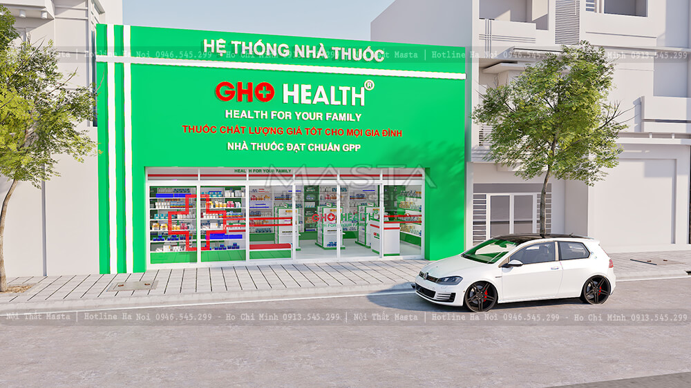 Thiết kế biển hiệu mặt tiền cho quầy thuốc GHO HEALTH