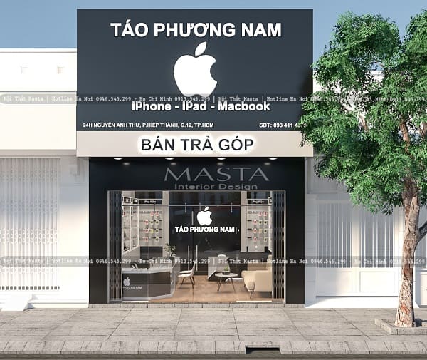 Mẫu bảng hiệu shop điện thoại với màu đen hiện đại, sang trọng