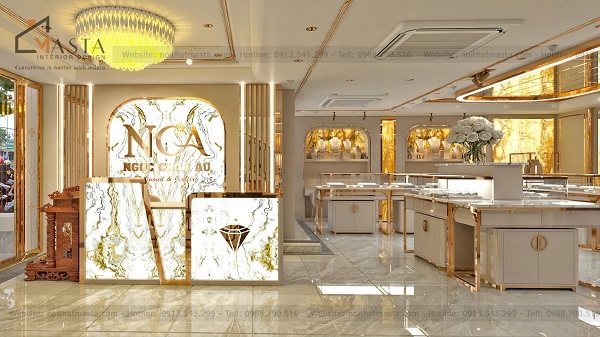 Cách phân chia khu vực trong showroom trang sức nổi bật, tiết kiệm diện tích