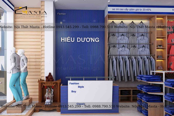 Sử dụng chất liệu gỗ cho khu vực thu ngân, quầy trưng bày
