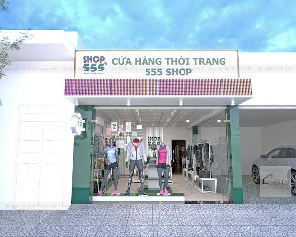 Thiết kế cửa kính lớn cho phép ánh sáng tự nhiên vào cửa hàng, tạo cảm giác rộng rãi và thoáng mát.