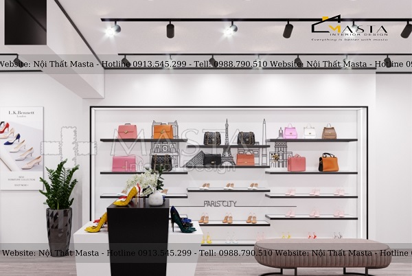 Mẫu shop thời trang nữ theo phong cách hiện đại kết hợp tối giản