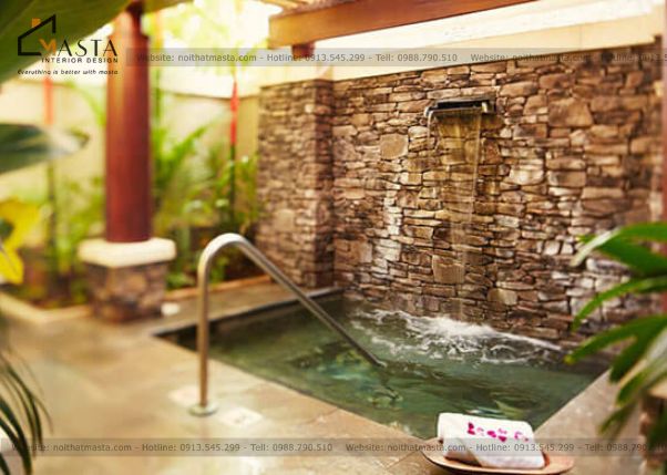 Bố trí cây xanh, thác nước
