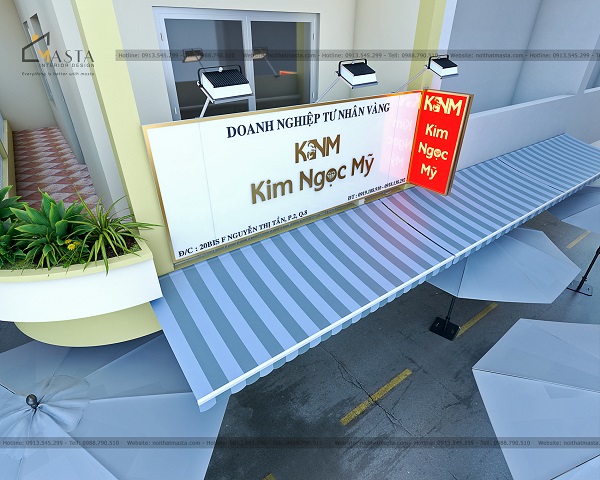 Phối cảnh 3D của dự án thiết kế background, biển hiệu Kim Ngọc Mỹ, quận 8