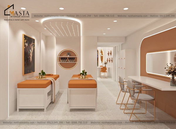 Phòng spa được trang bị nội thất hiện đại, đầy đủ tiện nghi