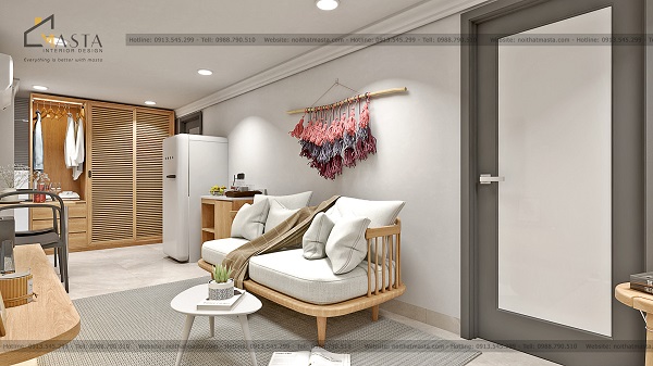 Không gian phòng khách của thiết kế nội thất căn hộ chị Điệp, quận 4