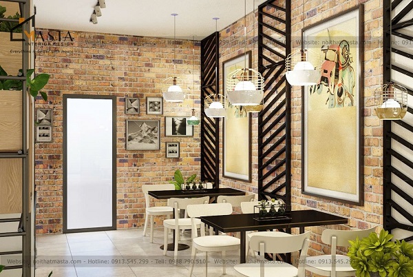 Tạo ấn tượng cho quán Coffee Hana, Vũng Tàu với gạch không trát, gạch đất nung