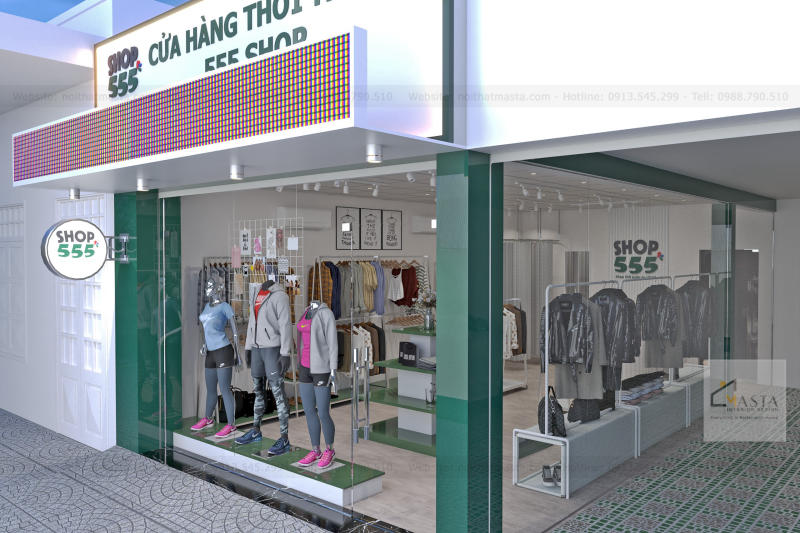 Dự án thiết kế cửa hàng thời trang 555 shop