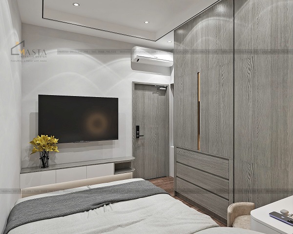 Bố trí giường sát tường để tạo lối đi cho gia chủ
