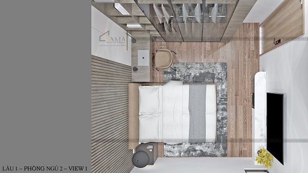 Phối cảnh 3D phòng ngủ nhà cô Điệp từ trên cao xuống