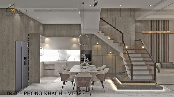 Phòng bếp liền kề với phòng khách