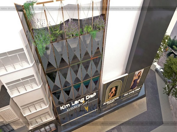 Phối cảnh 3D bên ngoài tiệm vàng Kim Long Diệp, Quận 5