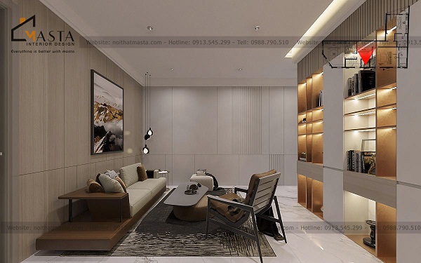 Phối cảnh 3D thiết kế nội thất tầng 5 chung cư anh Mạnh, Nhà Bè