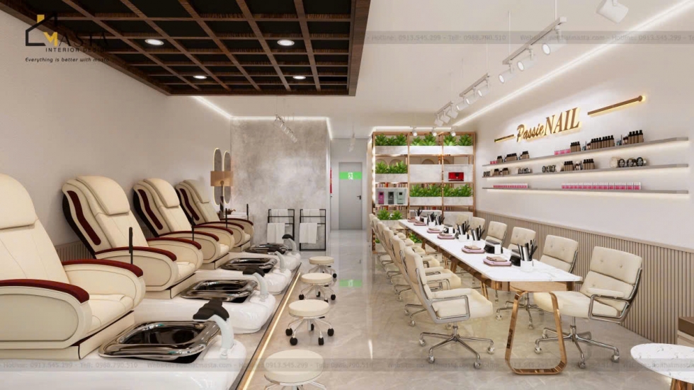 Nội thất tiệm nail Canada với lối thiết kế hiện đại, sang trọng