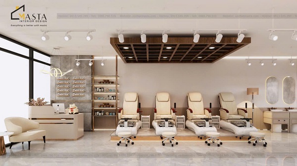 Khu vực quầy lễ tân và làm móng tại tiệm nail