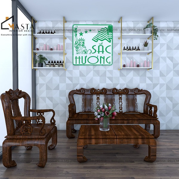 Khu vực làm việc thiết kế background vách tường 3d sống động 