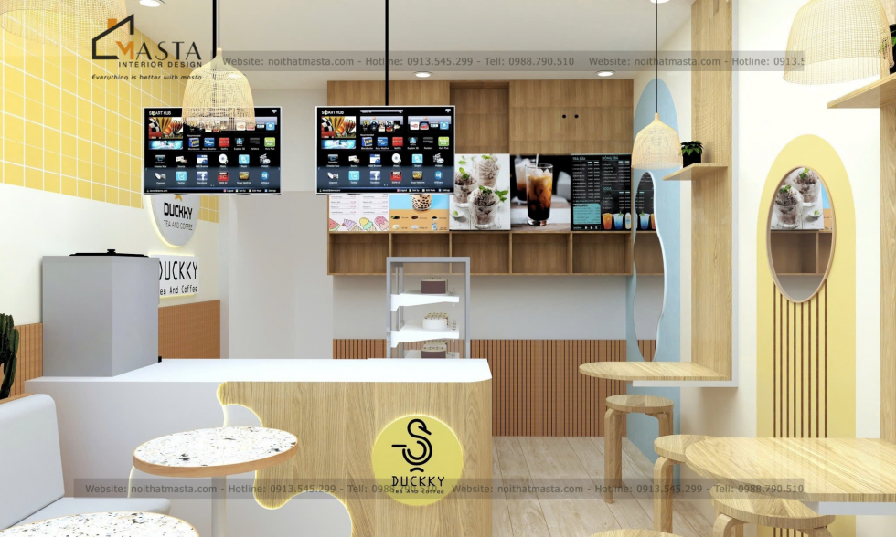 Phối cảnh 3D thiết kế quán take away Tea & Coffee, Bình Tân