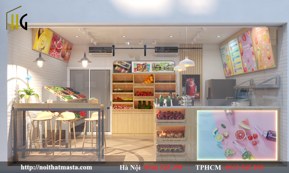 thiết kế quán nước ép