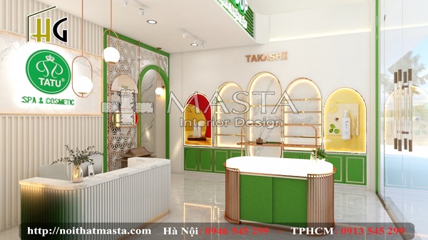 Bố trí cửa kính lớn để tận dụng ánh sáng tự nhiên bên ngoài vào trong spa