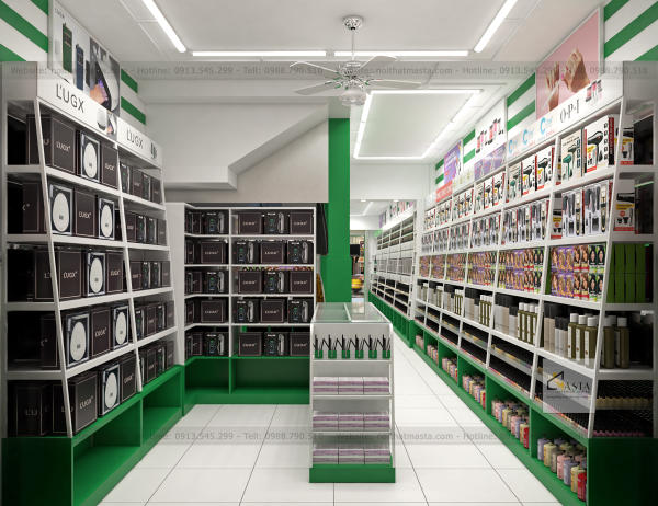 Thiết kế 3D khu vực bày sản phẩm của shop phụ kiện sỉ, lẻ thời trang