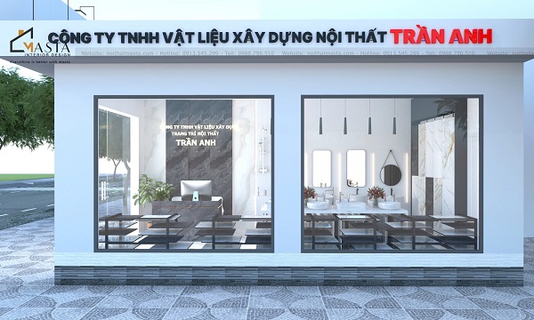 Phối cảnh 3D thiết kế showroom thiết bị vệ sinh gạch men Trần Anh