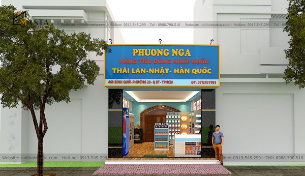 Phối cảnh 3D thiết kế siêu thị hàng nhập khẩu Phương Nga, Bình Thạnh 