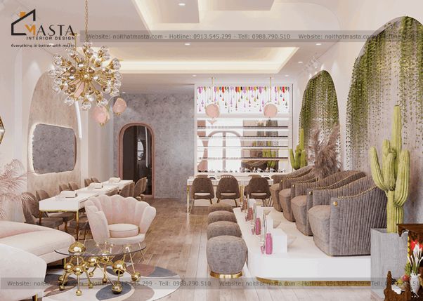 ​Bố trí màu sắc cho spa tạo hiệu ứng thị giác tốt.