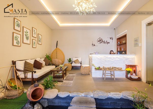 Spa thiết kế theo phong cách nông trại tạo sự gần gũi, mộc mạc.