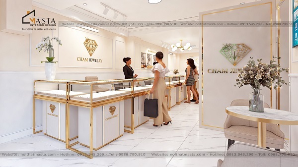 Tủ trưng bày đặt gần khu vực tiếp khách